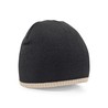 Two-Tone Pull-On beanie - B44C:Black, 100% acrylic, Stone, One Size